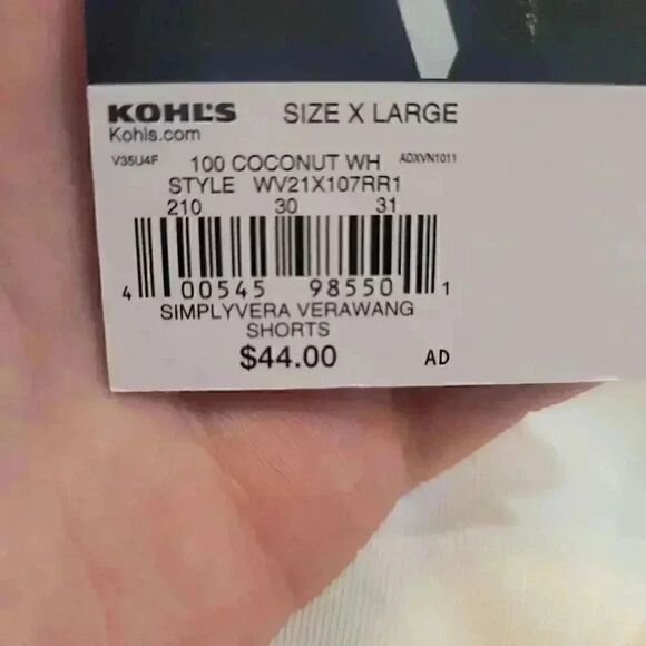 Vera Wang Women's Coconut White Rayon/Polyester Elastic Waist Shorts NEW NWT sz - Picture 6 of 6